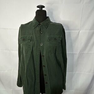Action Wear Long Sleeve Suede Like Waffle Knit Button Down Shacket Shirt Women M